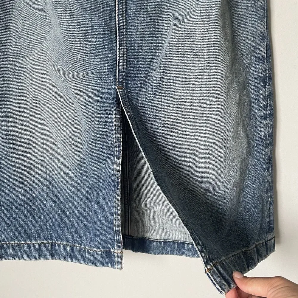 Madewell Denim Midi Pencil Skirt Billings Wash Blue Cottagecore Women's Size 26